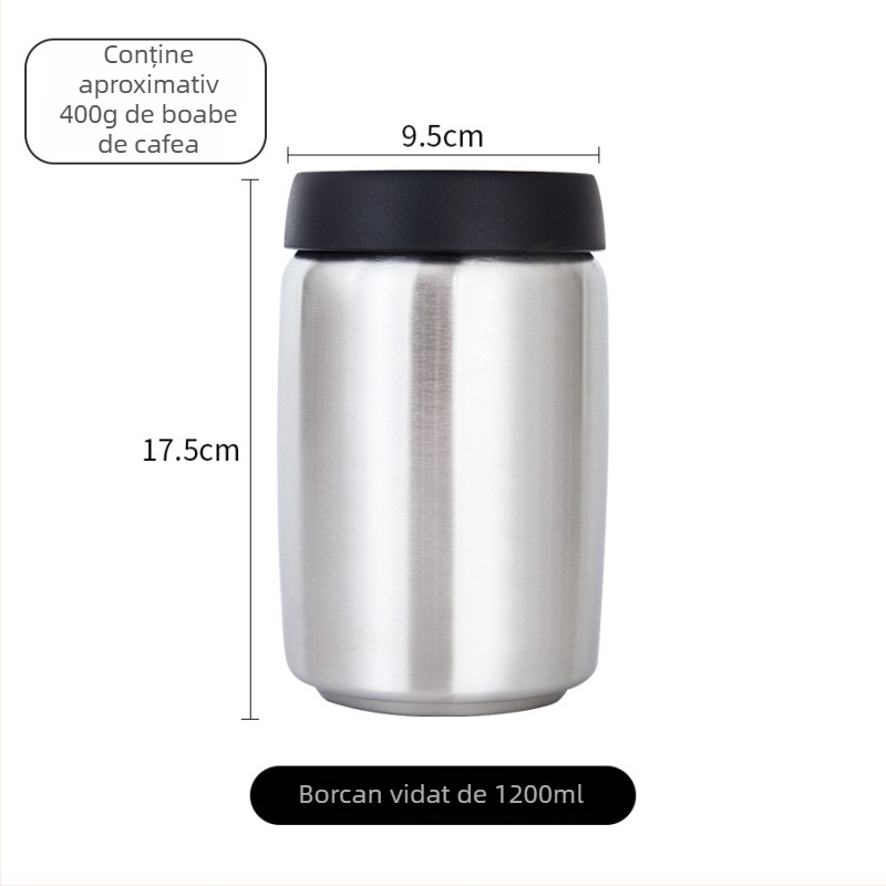 Recipient de cafea sigilat prin vid, 800–1000 ml, oțel inoxidabil 304, protecție la lumină