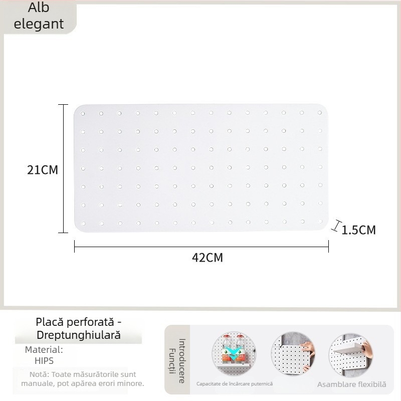 Pegboard perforat, montaj fără găuri, pentru casă, cămin, baie și bucătărie; raft de perete pentru depozitare