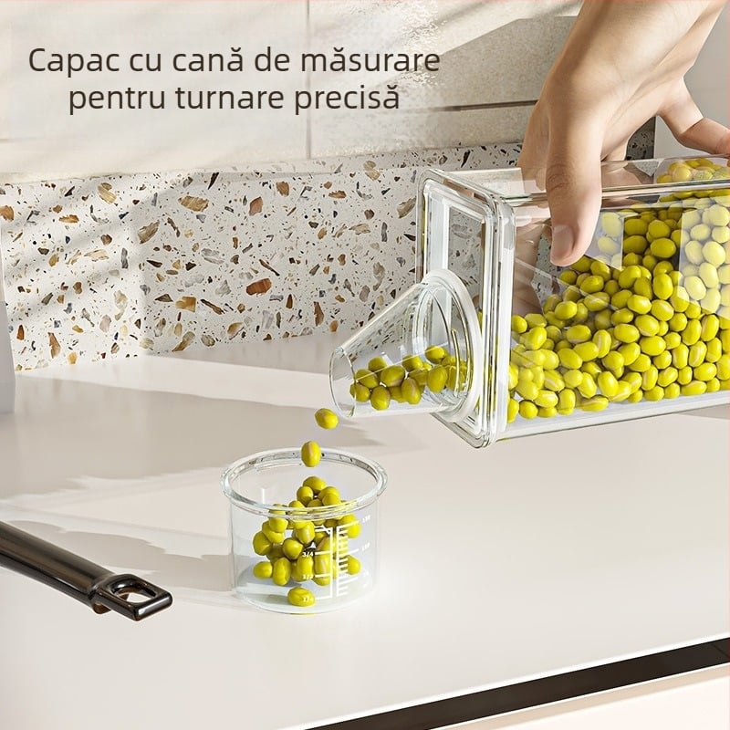 Recipient de depozitare cereale în stil japonez, etanș, protecție împotriva dăunătorilor și umezelii, pentru făină și zahăr, calitate alimentară