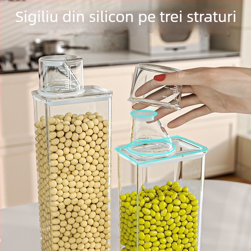 Recipient de depozitare cereale în stil japonez, etanș, protecție împotriva dăunătorilor și umezelii, pentru făină și zahăr, calitate alimentară