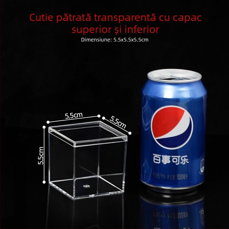 Cutie pătrată din acril transparent cu capac, din plastic, pentru ambalarea bomboanelor de nuntă și depozitarea fursecurilor