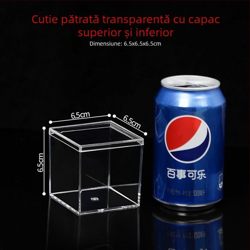 Cutie pătrată din acril transparent cu capac, din plastic, pentru ambalarea bomboanelor de nuntă și depozitarea fursecurilor