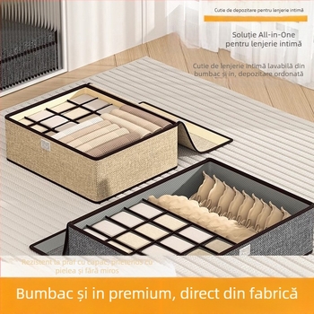 Cutie organizatoare compartimentată pentru lenjerie, pentru dulap sau sertar, protecție împotriva prafului