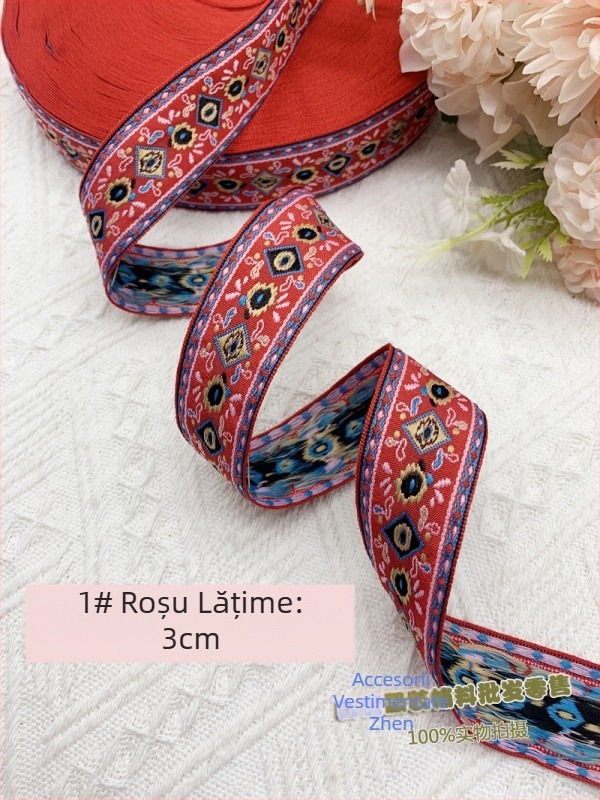 Bandă dantelată în stil etnic, jacquard retro pentru textile de casă, perdele, lenjerie de pat, perne și accesorii de îmbrăcăminte.
