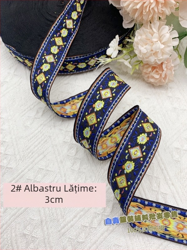 Bandă dantelată în stil etnic, jacquard retro pentru textile de casă, perdele, lenjerie de pat, perne și accesorii de îmbrăcăminte.
