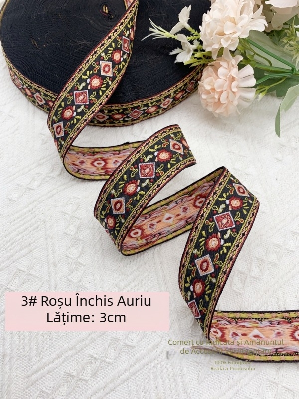 Bandă dantelată în stil etnic, jacquard retro pentru textile de casă, perdele, lenjerie de pat, perne și accesorii de îmbrăcăminte.