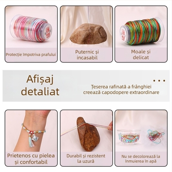 Ață vopsită în gradient, 18 fire, pentru croitorie DIY, materiale pentru șnururi de genți și perdele