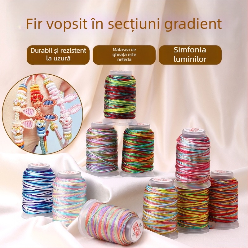 Ață vopsită în gradient, 18 fire, pentru croitorie DIY, materiale pentru șnururi de genți și perdele