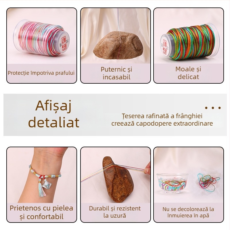 Ață vopsită în gradient, 18 fire, pentru croitorie DIY, materiale pentru șnururi de genți și perdele