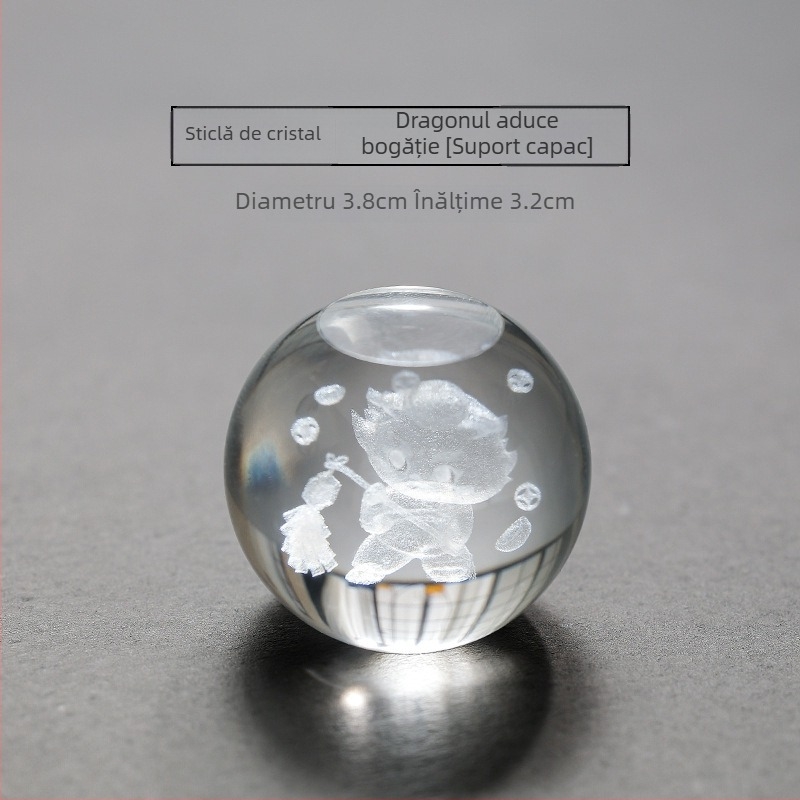 Capac rotund din cristal pentru set de ceai din sticlă, suport pentru capac, Iepurele Lunii, cadou personalizat pentru Festivalul de Toamnă