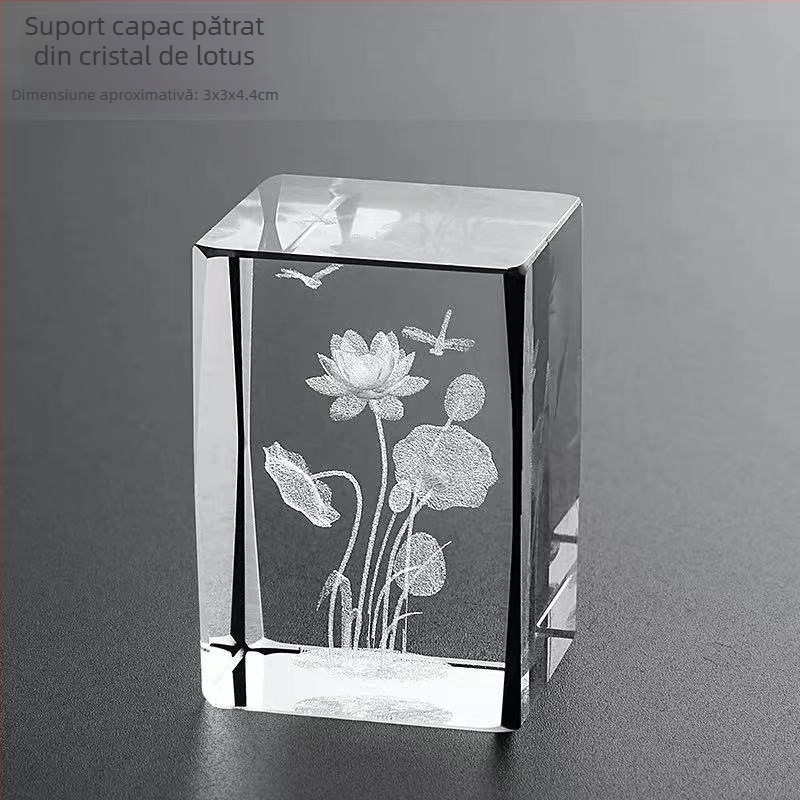 Capac rotund din cristal pentru set de ceai din sticlă, suport pentru capac, Iepurele Lunii, cadou personalizat pentru Festivalul de Toamnă