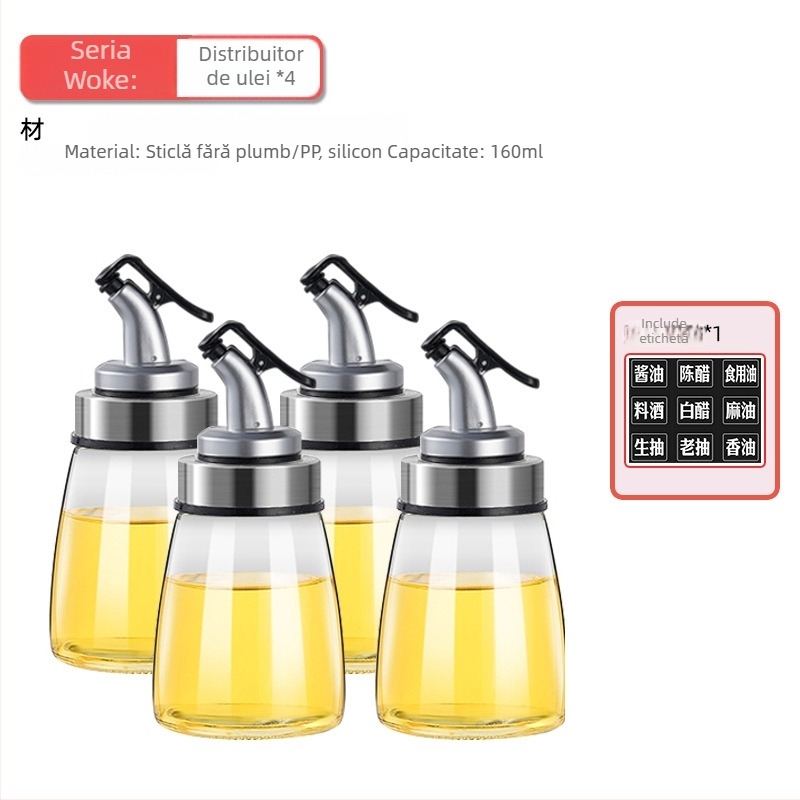Set de sticle din sticlă pentru ulei, bucătărie — mic set de recipiente pentru ulei, sos de soia, oțet și ulei de susan