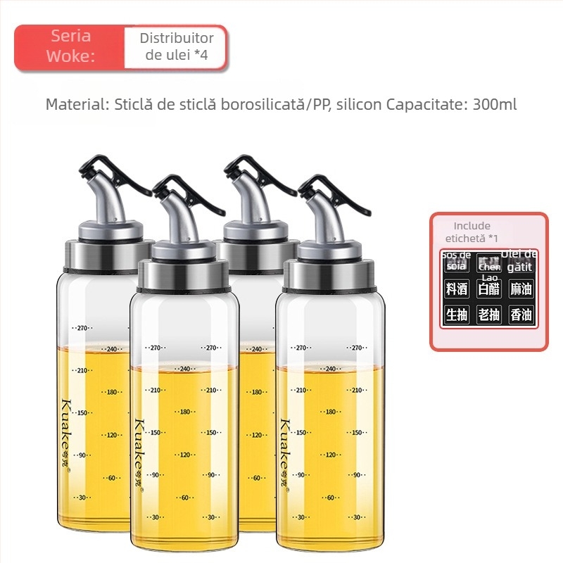 Set de sticle din sticlă pentru ulei, bucătărie — mic set de recipiente pentru ulei, sos de soia, oțet și ulei de susan