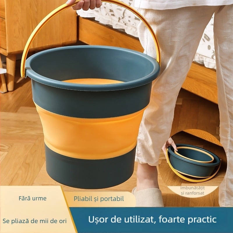 Găleată de apă portabilă pentru exterior, pescuit, spălarea mașinii, baie pentru picioare și spălarea rufelor; recipient din plastic