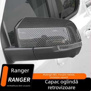 Capac oglindă retrovizoare Ford Ranger, fibră de carbon electroplacată, negru lucios, husă decorativă