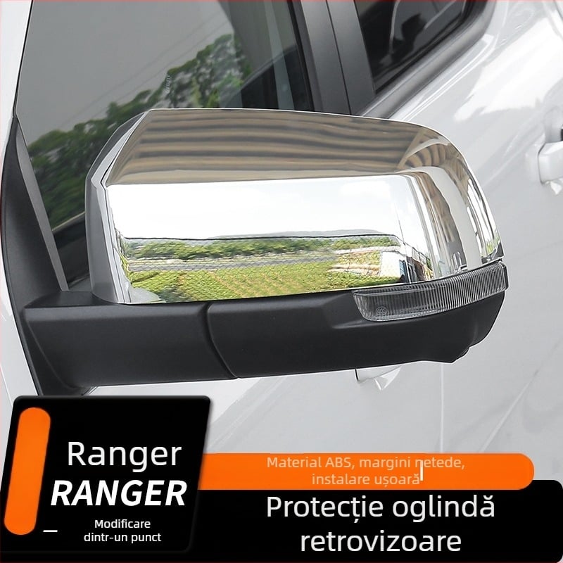 Capac oglindă retrovizoare Ford Ranger, fibră de carbon electroplacată, negru lucios, husă decorativă