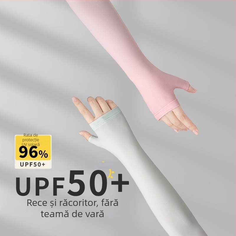 Manșete din mătase de gheață – protecție UV, lungi, cu design gradient pentru vară