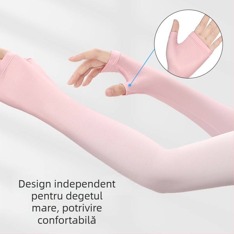 Manșete din mătase de gheață – protecție UV, lungi, cu design gradient pentru vară