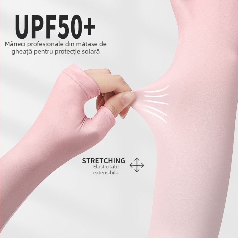 Manșete din mătase de gheață – protecție UV, lungi, cu design gradient pentru vară