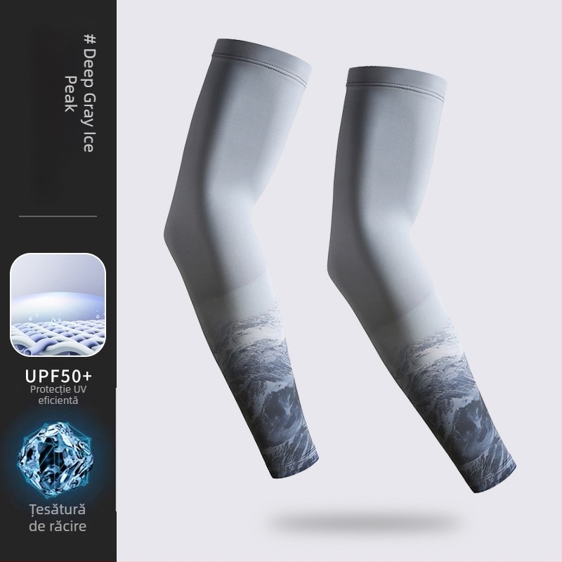 Manșete din mătase de gheață – protecție UV, lungi, cu design gradient pentru vară