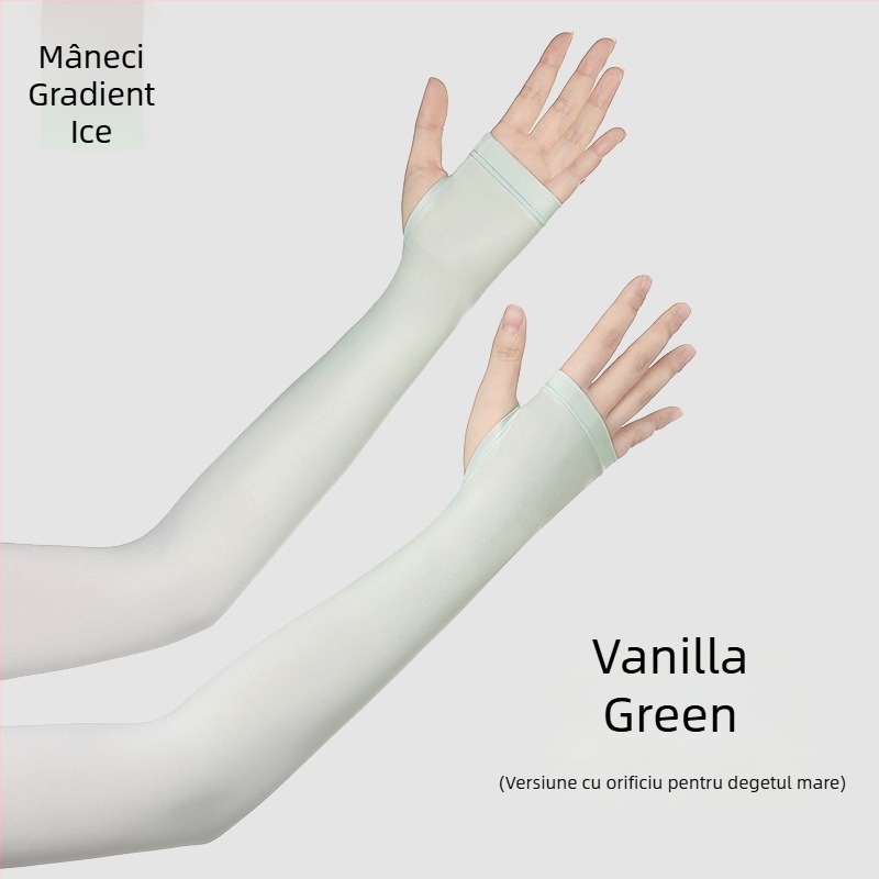 Manșete din mătase de gheață – protecție UV, lungi, cu design gradient pentru vară