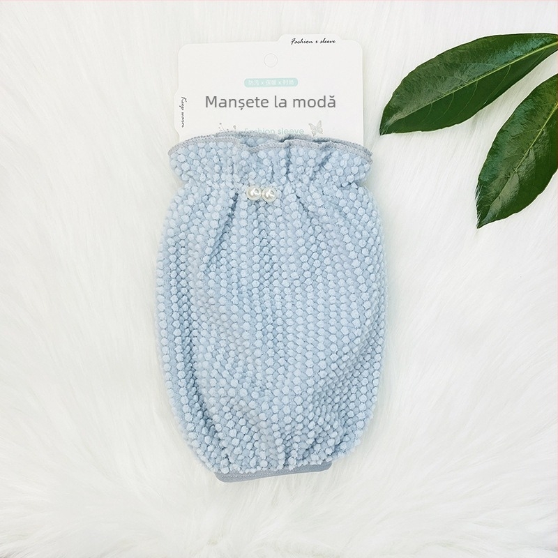 Protector pentru mâneci din flanel, model scurt, cu perle duble, anti-murdărie, pentru jachete de puf toamnă-iarna