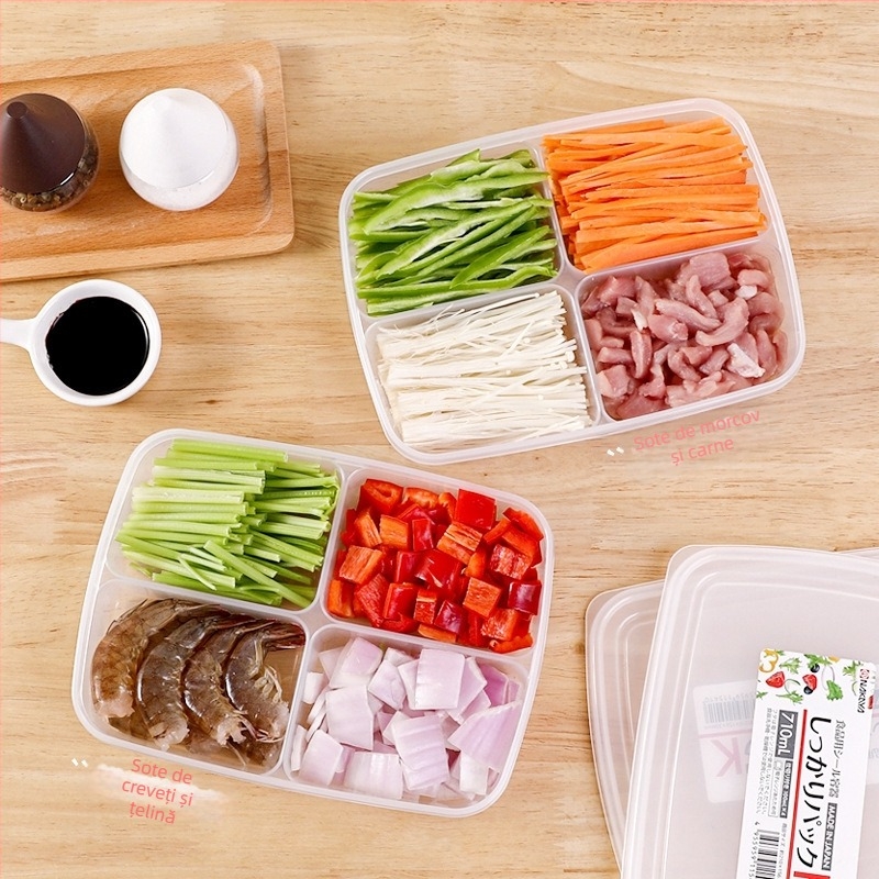 SANADA cutie de depozitare pentru frigider cu compartimente divizate pentru menținerea prospețimii și depozitarea condimentelor, material alimentar, potrivită pentru congelator