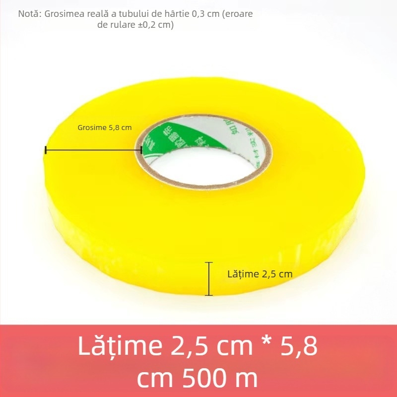 Bandă de ambalare transparentă, 500 m, rolă mare, galbenă, pentru sigilare și ambalare, uz casnic
