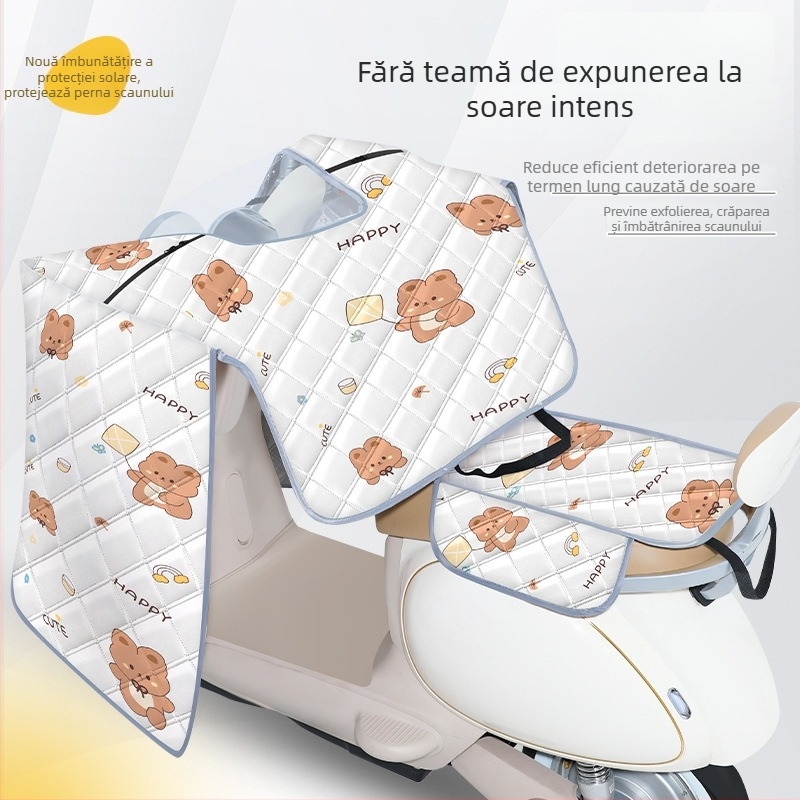 Cuvertură antifurt pentru vehicul electric, croială în stil mantie de vară, protecție solară, pernă integrată pentru șezut, protecție împotriva ploii pentru toate anotimpurile