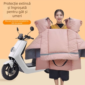 Pătură de protecție împotriva vântului pentru bicicletă electrică, căptușită cu fleece, impermeabilă și călduroasă