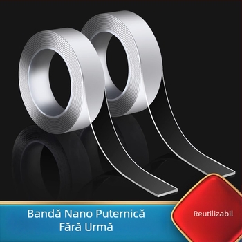 Bandă adezivă nano cu două fețe, aderență puternică, fără reziduuri, rezistentă la apă, antiderapantă, pentru uz casnic