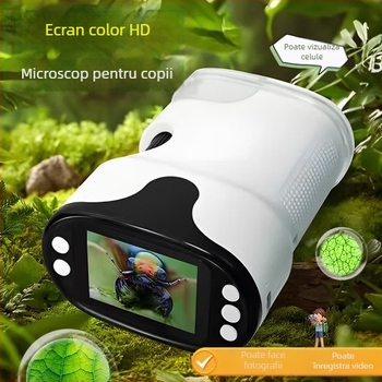 Microscop portabil pentru copii, pentru observarea bacteriilor, potrivit pentru elevii din ciclul primar și gimnazial