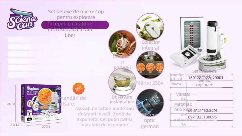 Microscop Darwin și teleskop pentru copii — Jucărie educativă pentru dezvoltarea abilităților practice, a gândirii și a STEM-ului în primii ani