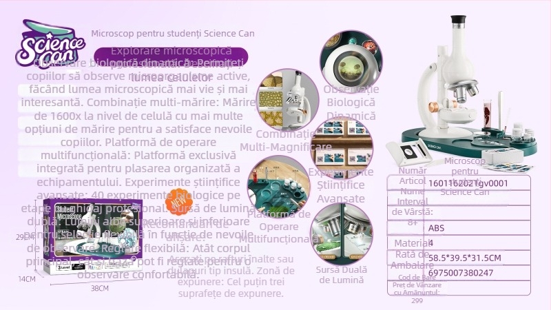 Microscop Darwin și teleskop pentru copii — Jucărie educativă pentru dezvoltarea abilităților practice, a gândirii și a STEM-ului în primii ani