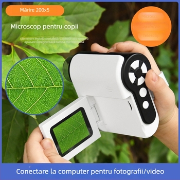 Microscop portabil de mână pentru copii, microscop electronic pentru observarea bacteriilor, potrivit pentru elevii din învățământ primar
