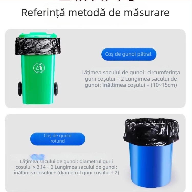 Pungi negre mari pentru gunoi, uz comercial, groase, din polietilenă, cu deschidere plată