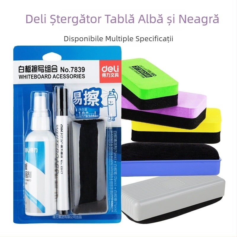 Deli Radieră magnetică mare pentru tablă albă, cu husă de velur, pentru tablă de sticlă și tablă de cretă