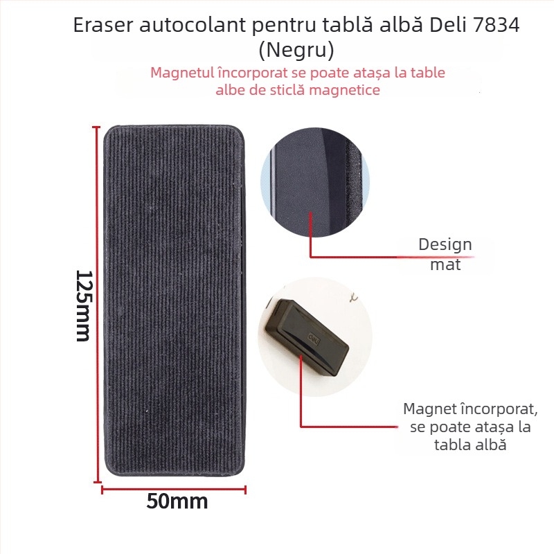 Deli Radieră magnetică mare pentru tablă albă, cu husă de velur, pentru tablă de sticlă și tablă de cretă