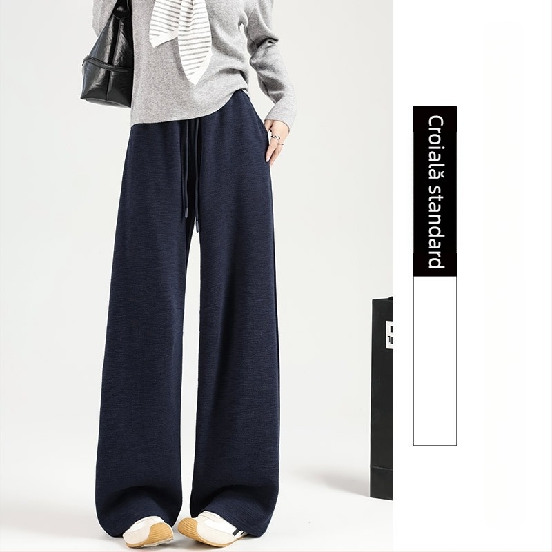 Pantaloni trening kaki pentru femei, primăvara 2026, croi îngust, talie înaltă, croi drept lejer, pantaloni largi