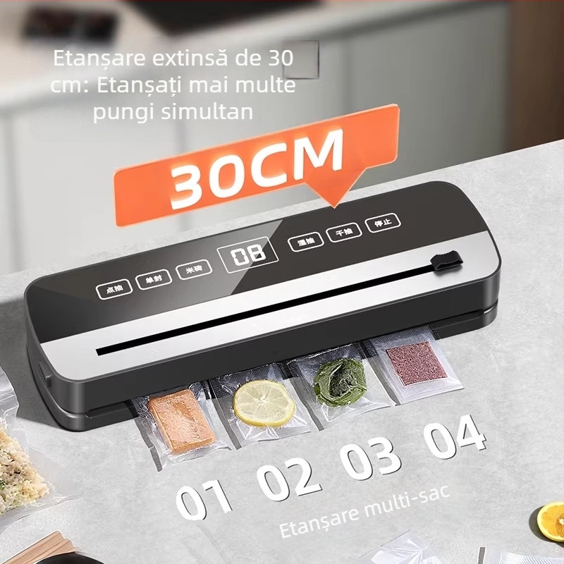 Mașină de vidat, ambalare integrată pentru alimente uscate și umede, compactă pentru uz casnic