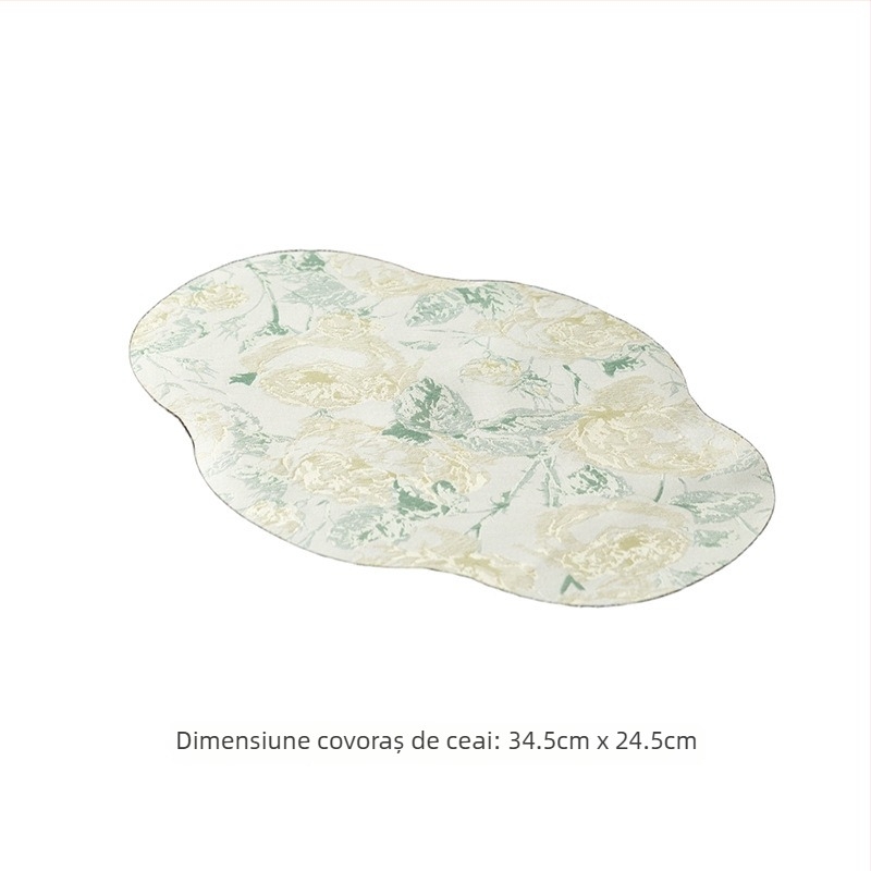 Miyuan covor pentru ceremonia ceaiului în stil Zen, impermeabil, pernă pentru infuzie uscată a ceaiului, runner de masă, izolație termică cu trandafir galben, design minimalist
