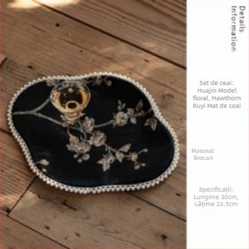 Covoraș dublu față pentru ceai, jacquard retro, lux, stil Zen