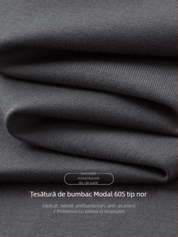 Tricou bărbați cu mâneci scurte din 60S Ice Silk Cloud Modal Cotton, vară 2025, culoare solidă, croială lejeră, guler rotund, respirabil și răcoros