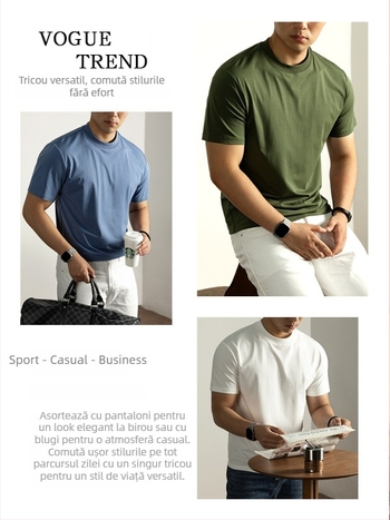 Tricou bărbați cu mâneci scurte din 60S Ice Silk Cloud Modal Cotton, vară 2025, culoare solidă, croială lejeră, guler rotund, respirabil și răcoros