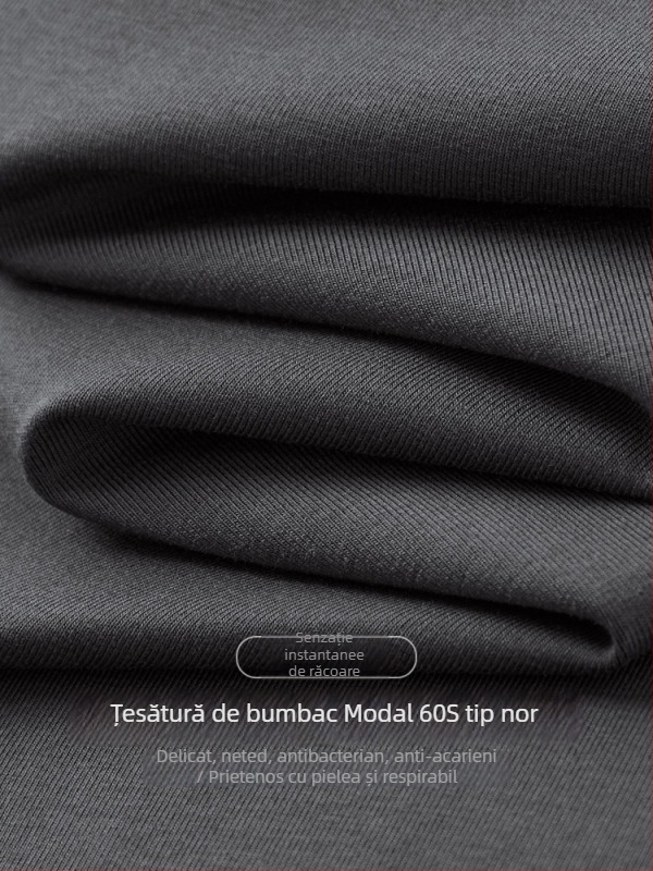 Tricou bărbați cu mâneci scurte din 60S Ice Silk Cloud Modal Cotton, vară 2025, culoare solidă, croială lejeră, guler rotund, respirabil și răcoros
