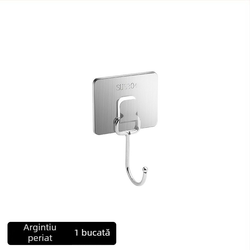 Cârlig mare din oțel inoxidabil, cu adeziv puternic, fără găuri, pentru baie și bucătărie, capacitate peste 30 kg