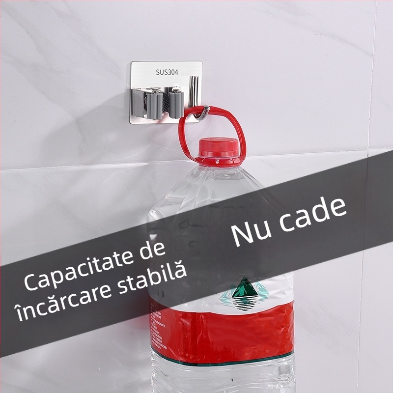 Clip pentru mop din oțel inoxidabil 304, cârlig fără găuri pentru baie