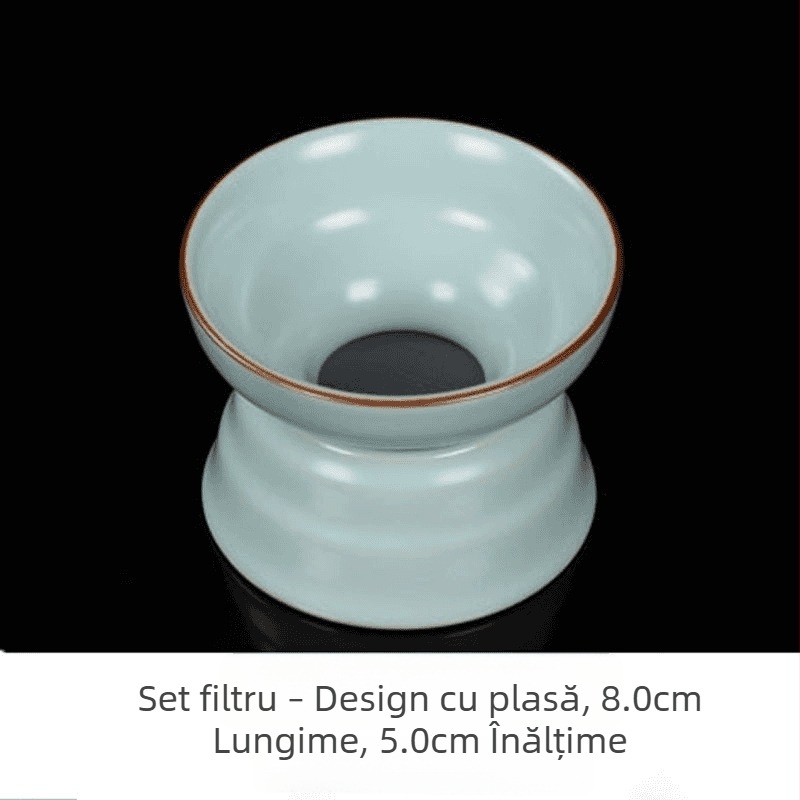 Ceașcă Gongdao din Ru ware, albastru cer, glazură crăpată, vas ceramic pentru ceai, filtru de ceai, separator de ceai din Ru porțelan, accesorii pentru setul Kung Fu