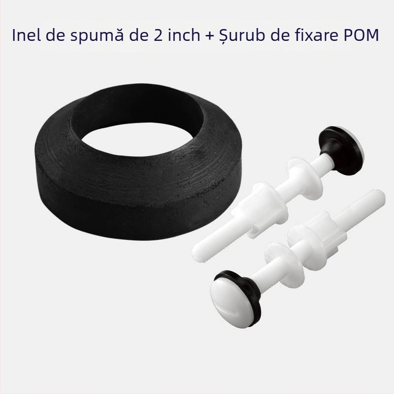 Set universal de șuruburi pentru rezervorul de apă al toaletei, cu inel de etanșare și tampon din cauciuc