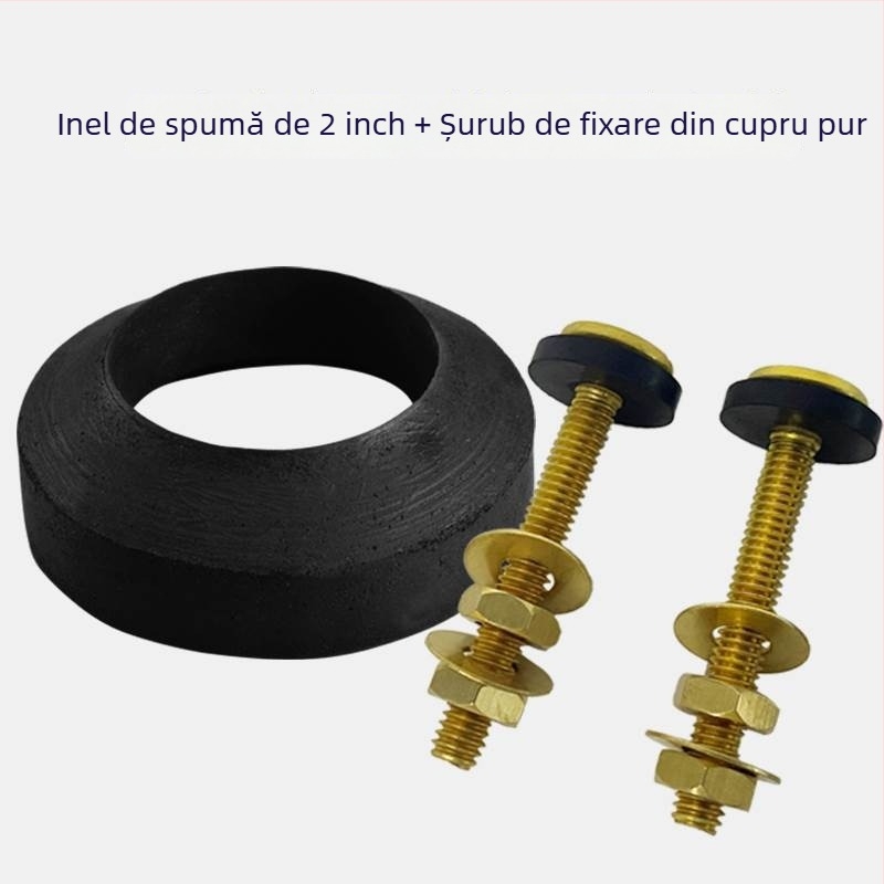 Set universal de șuruburi pentru rezervorul de apă al toaletei, cu inel de etanșare și tampon din cauciuc